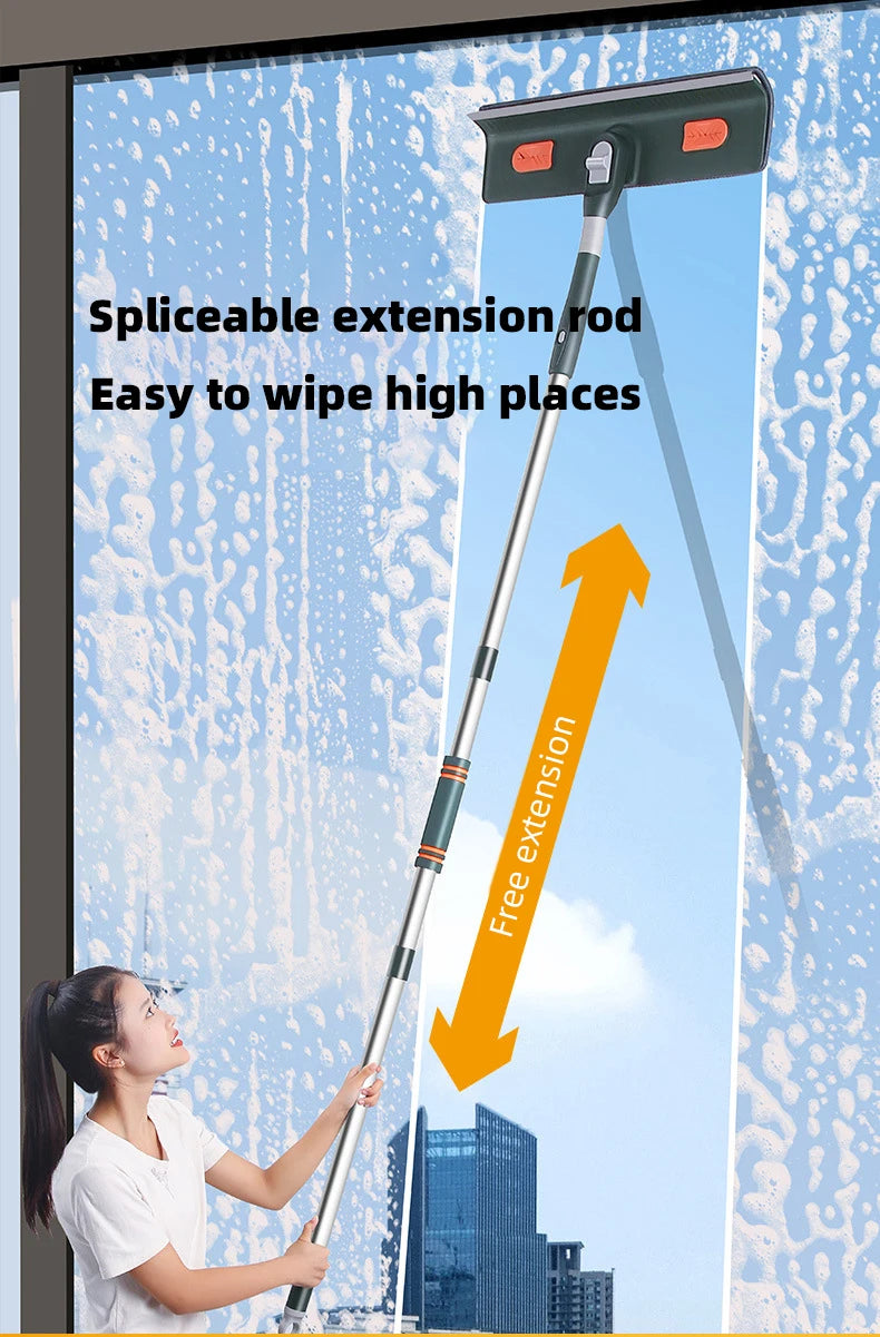 72-226CM Extended Window Cleaning Tool Glass Cleaner Mop with Silicone Scraper Window Cleaning Brush Household Cleaning Tools