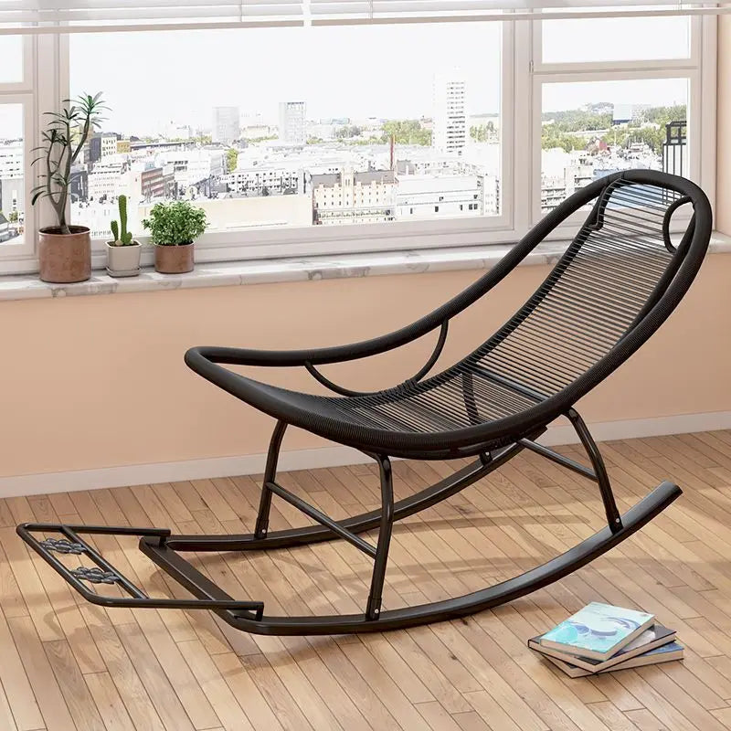 Rocking Recliner Garden Chair Widened Rocking Recliner Rattan Rainbow Rocking Chair Home Living Room Leisure Recliner