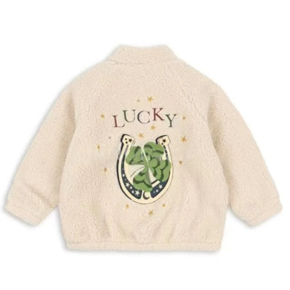 2025 KS Brand Winter Baby Girls Boys Lambswool Cherry Jackets Kids Clothes Boys Sequin Cartoon Outerwear Children's Coats 1-9Yrs