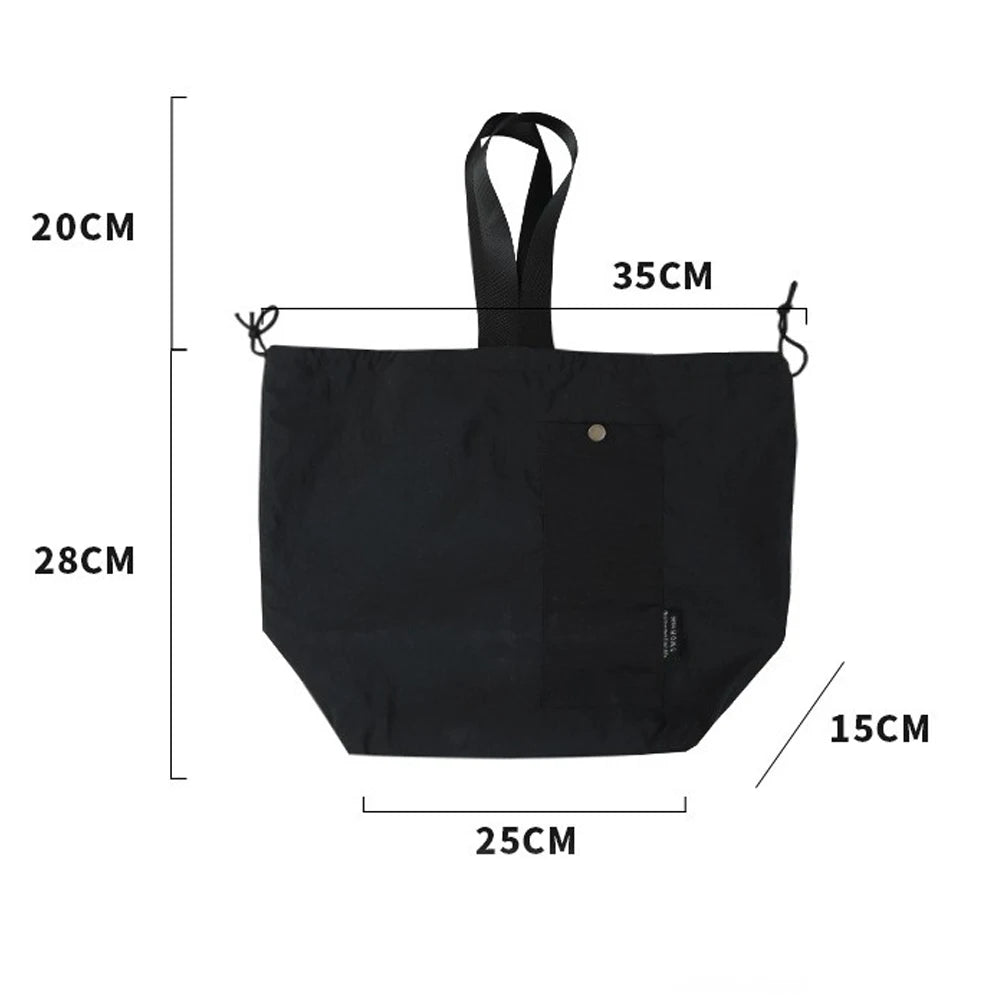 Japanese Korean Lunch Bag Cotton Canvas Large Solid Color Drawstring Portable Thermal Insulated Picnic Storage Bento Box Bag