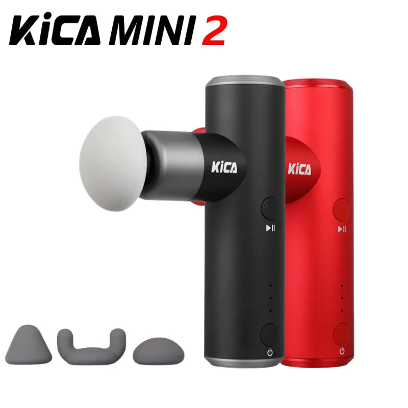 KiCA Mini 2 Fascia Gun 4 Gear 195g Aluminum Portable 3000rpm Deep High Speed 3 Massage Heads Gun for Sport
