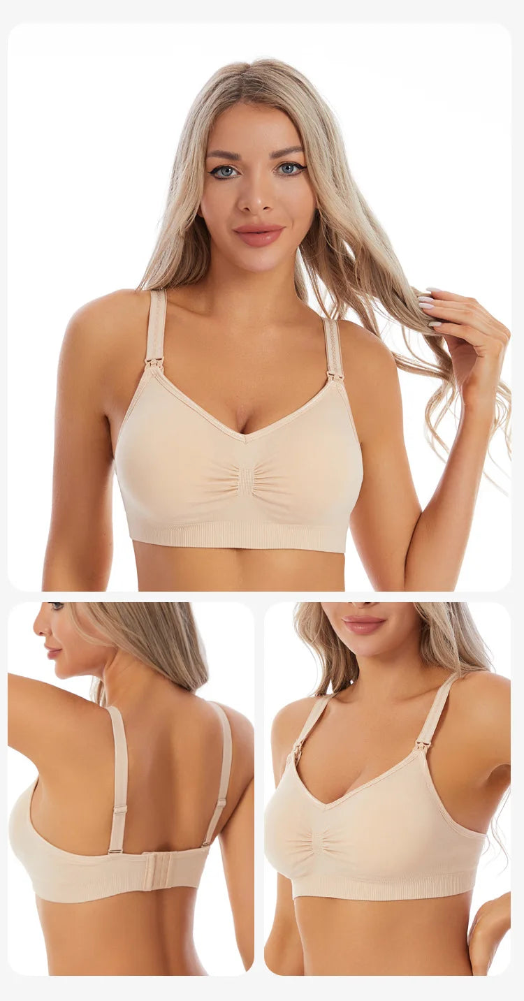 New Wireless Front Open Nursing Bra Soft Lace Breathable Seamless Maternity Breastfeeding Bras Maternal Support For Pregnant