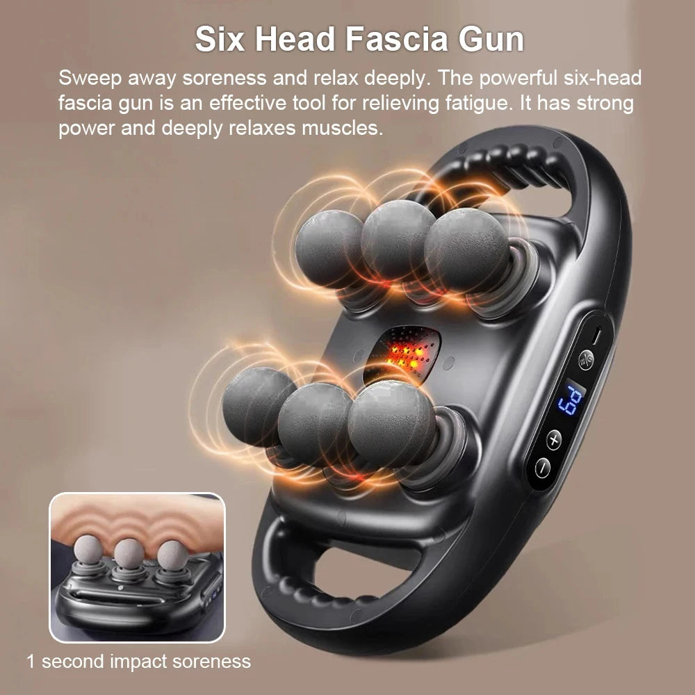 Professional Fascia Massage Gun – 6 Attachments for Muscle Relief in Back Shoulders Waist & Full Body Fascia Massage