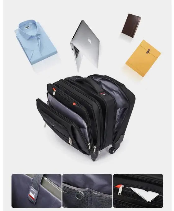 Men Business Trave Luggage Suitcase 18 inch Cabin Size Oxford Laptop Trolley bags with wheels Carry on hand luggage Suitcase bag