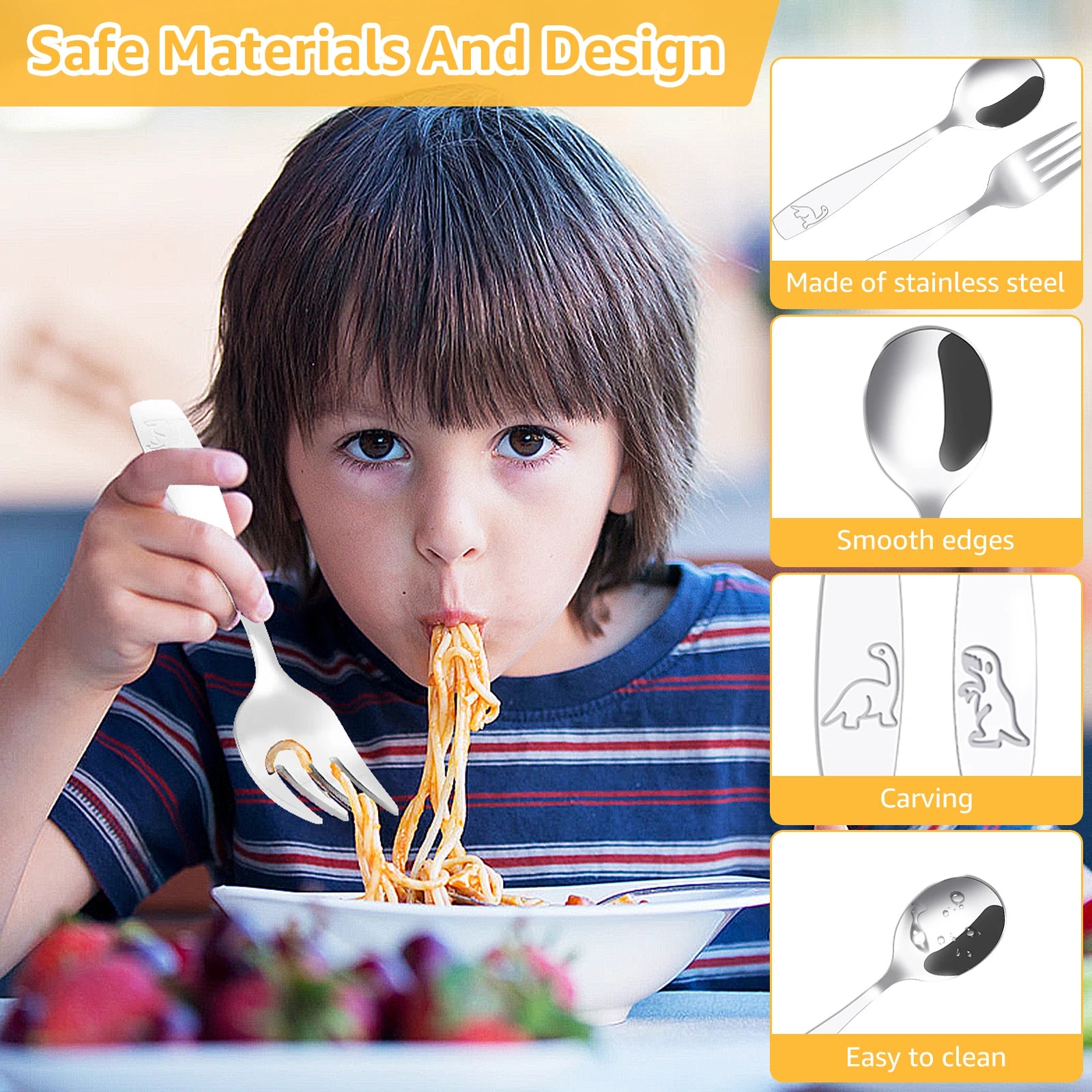 10/20Pcs Toddler Silverware Set Stainless Steel Kids Utensil Set Including Spoon and Fork Children Silverware for Party Holiday