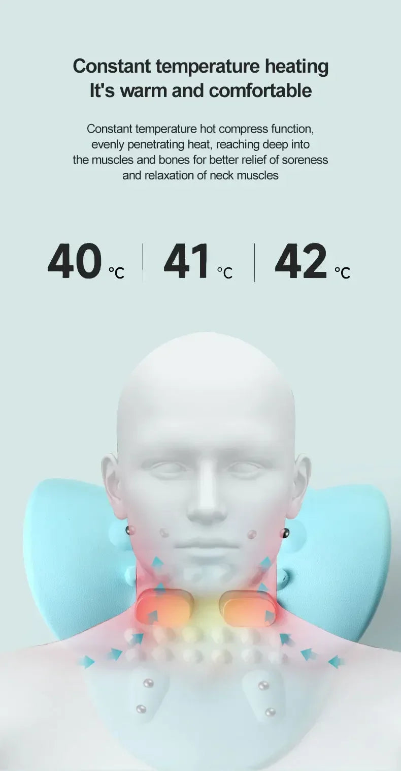 Electric Cervical Massager Neck Shoulder Stretcher Relaxer Chiropractic Traction Device Massage Pillow Cervical Spine Correction