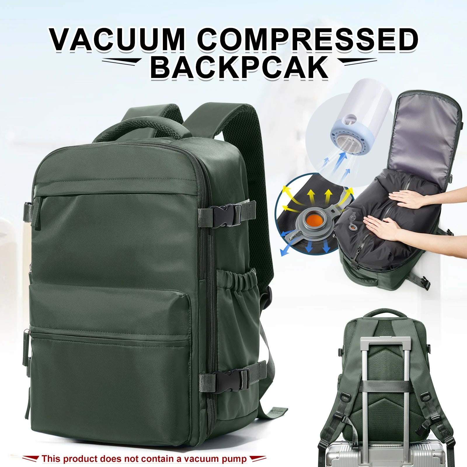 Ryanair Backpack Travel Cabin Airplane 40x20x25, Air Vacuum compression Backpack, Women Men Backpack Business Laptop Bag Handbag