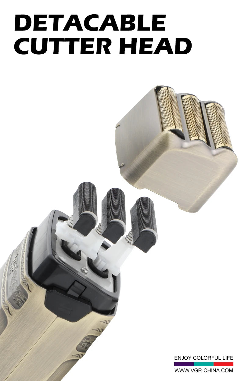 VGR Shaver Professional Electric Razor Shaving Machine Waterproof Beard Trimmer Metal Razor Digital Display Shaver for Men V-335