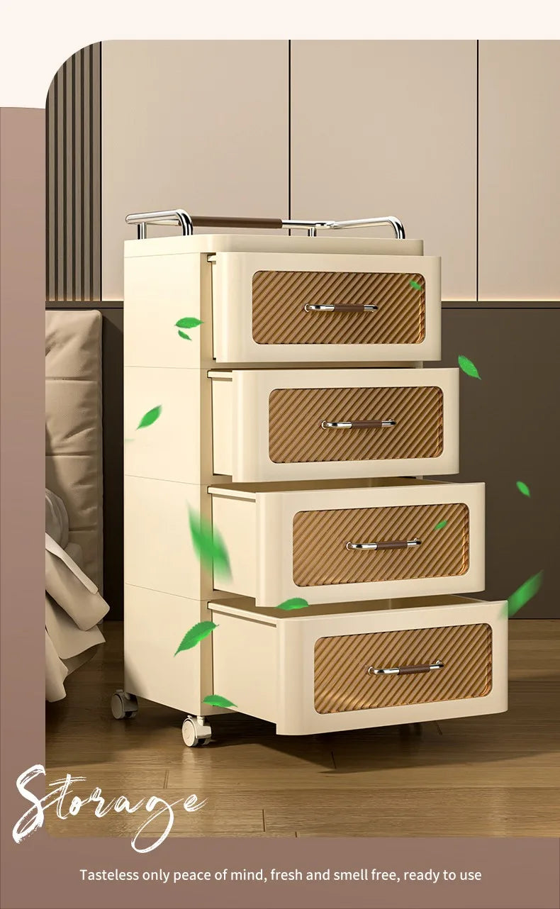 Storage Cabinet Drawer Style Household Snack Toy Storage Cabinet Mobile Layered Small Cart Storage Rack Removable Nightstand