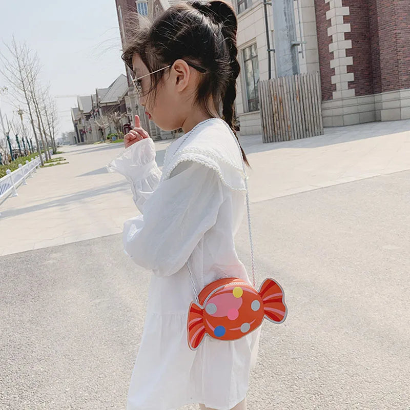 Cute Candy Children Messenger Bag Princess Girl Mini Handbags Pu Leather Coin Purse  Chain Purses Kids Crossbody Shoulder Bags