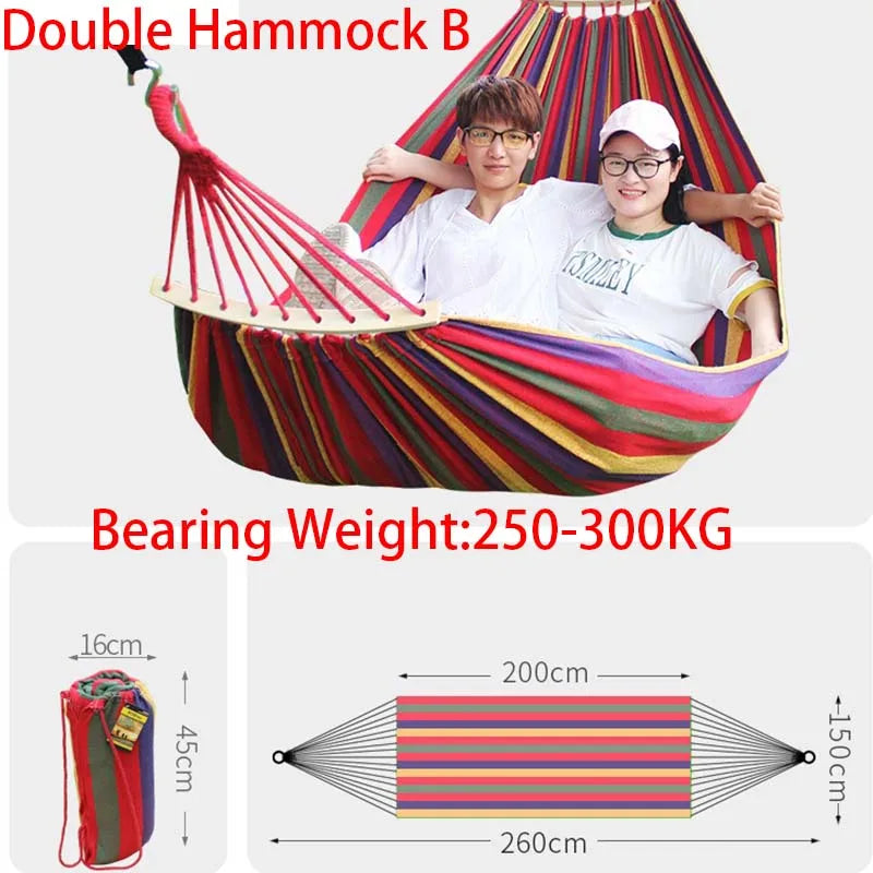 Outdoor Canvas Camping Hammock Anti Rollover Portable Thicken Fabric Single/Double Hammock with Carry Bag for Patio, Backyard