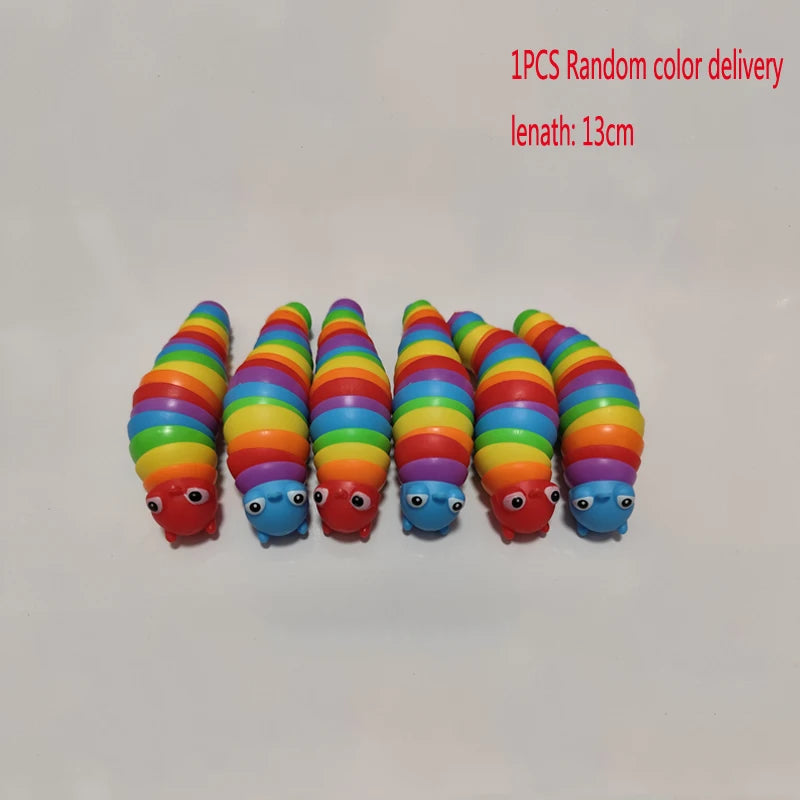 3D Slug Fidget Toy Colorful Slug Snail Toy Articulated Flexible All Ages Relief Anti-Anxiety Sensory Toys for Children