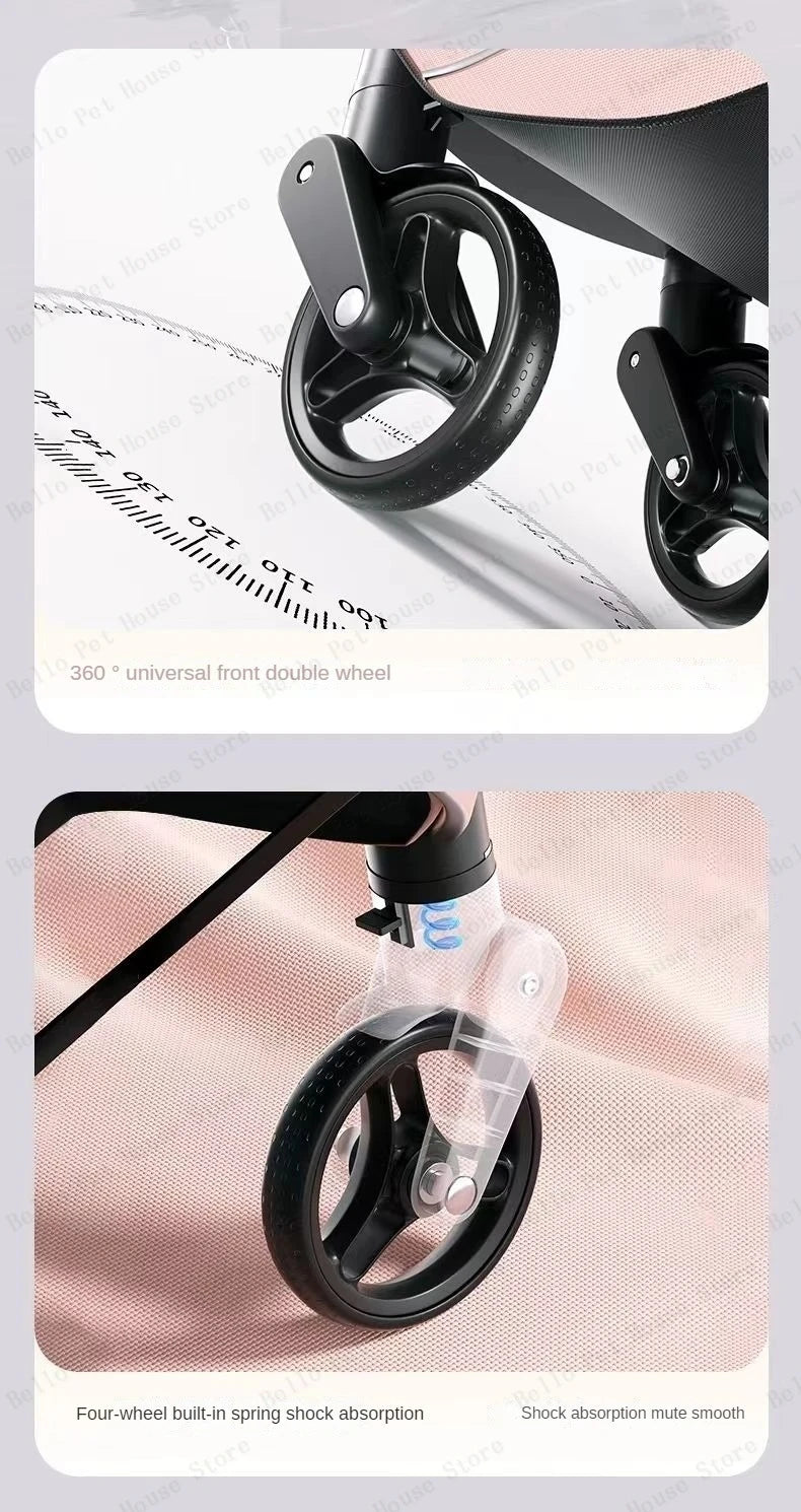 High appearance Pet Stroller Detachable Multifunctional Pet Carrier  Lightweight and Foldable  Portable Pet Stroller Dogs Buggy