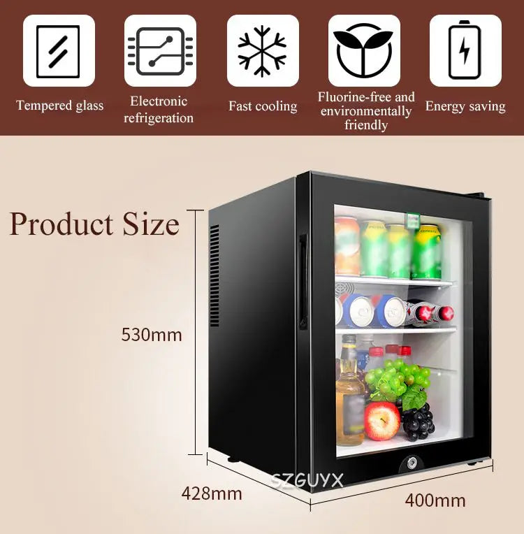 40L small refrigerator Single door Mask tea preservation cabinet Freezer with transparent glass doors