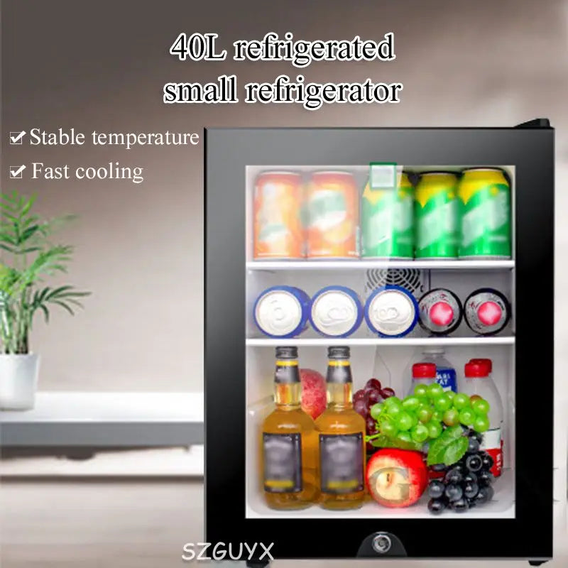 40L small refrigerator Single door Mask tea preservation cabinet Freezer with transparent glass doors