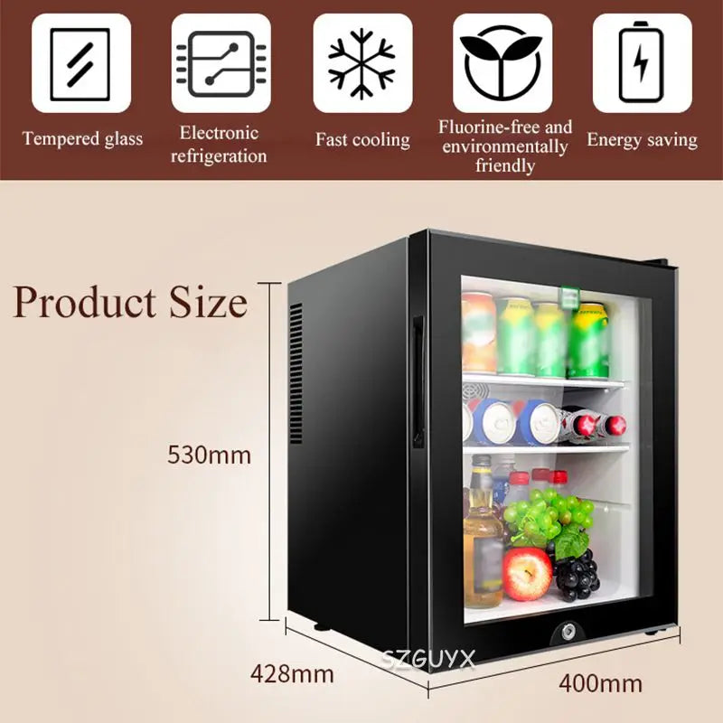 40L small refrigerator Single door Mask tea preservation cabinet Freezer with transparent glass doors