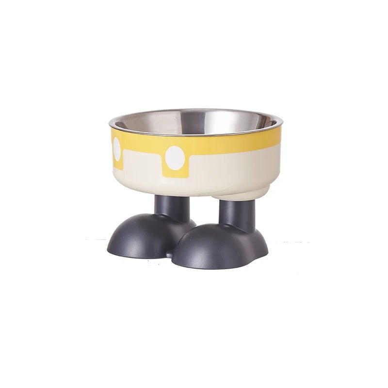 A high - legged pet bowl, colorful stainless steel large - capacity dog bowl for feeding and water, neck - protecting cat bowl, anti - Lily.sg Global Shopping