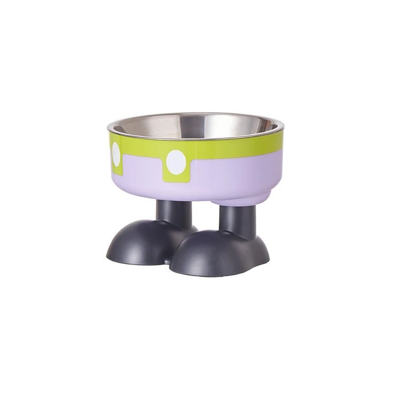 A high - legged pet bowl, colorful stainless steel large - capacity dog bowl for feeding and water, neck - protecting cat bowl, anti - Lily.sg Global Shopping