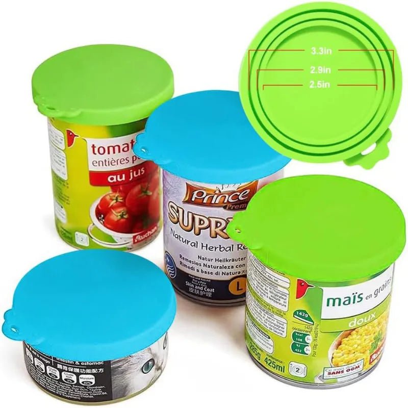 A set Reusable Pet Food Can Cover and Spoon Portable Dogs Cat Storage Tin Cap Lid Seal Cover Health Pet Supplies Pet Lids Can - Lily.sg Global Shopping