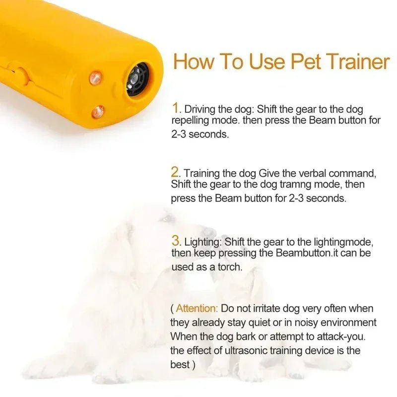 Anti Barking Stop Bark Training Device Pet Dog Repeller Trainer LED Ultrasonic 3 in 1 Anti Barking Ultrasonic Without Battery - Lily.sg Global Shopping
