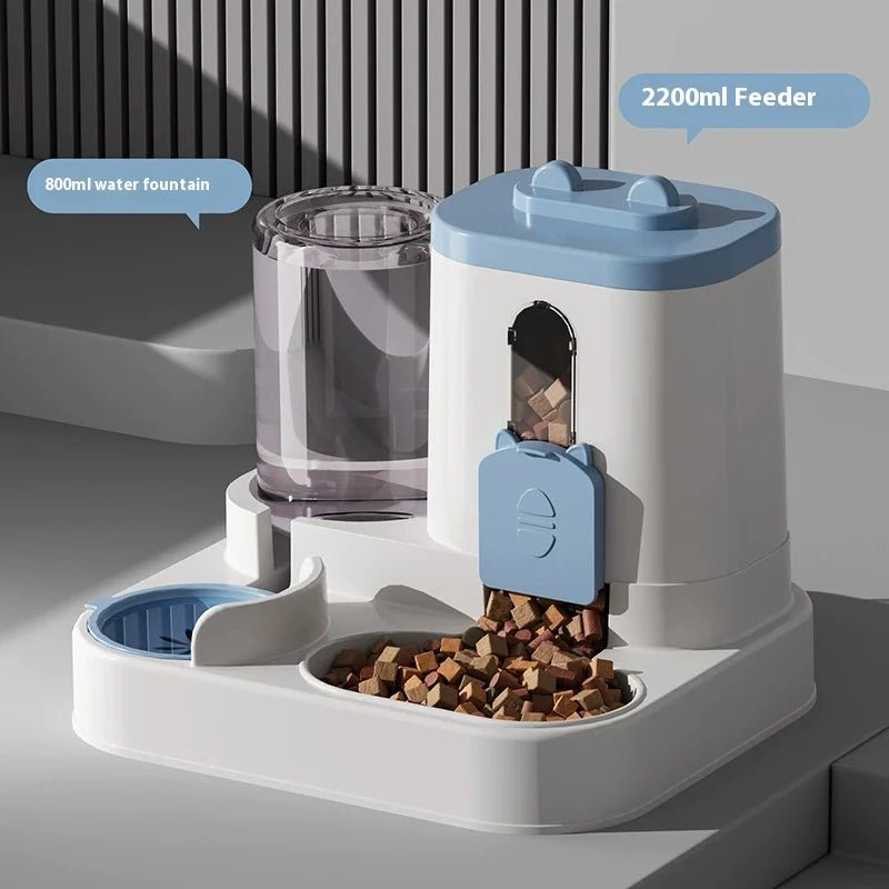 Automatic Cat Feeder & Water Fountain Set - Food Grade Plastic - for Cats & Dogs - Gravity Feed Design - Lily.sg Global Shopping