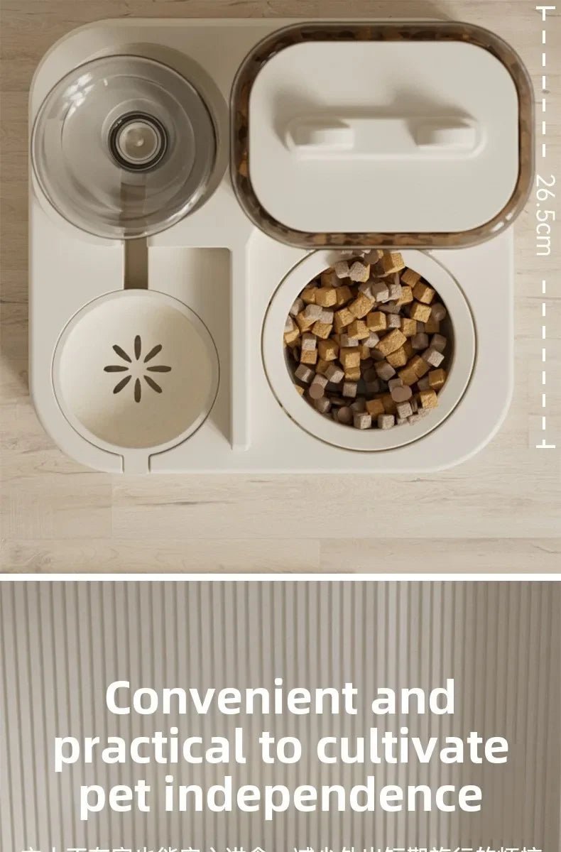 Automatic Cat Feeder & Water Fountain Set - Food Grade Plastic - for Cats & Dogs - Gravity Feed Design - Lily.sg Global Shopping