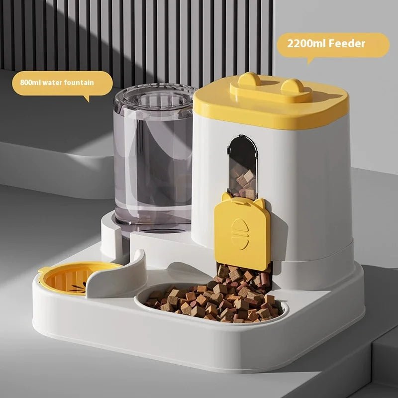 Automatic Cat Feeder & Water Fountain Set - Food Grade Plastic - for Cats & Dogs - Gravity Feed Design - Lily.sg Global Shopping