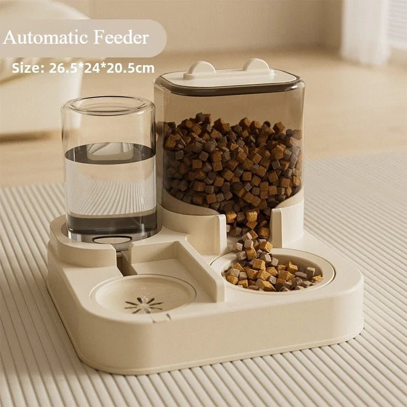 Automatic Cat Feeder & Water Fountain Set - Food Grade Plastic - for Cats & Dogs - Gravity Feed Design - Lily.sg Global Shopping
