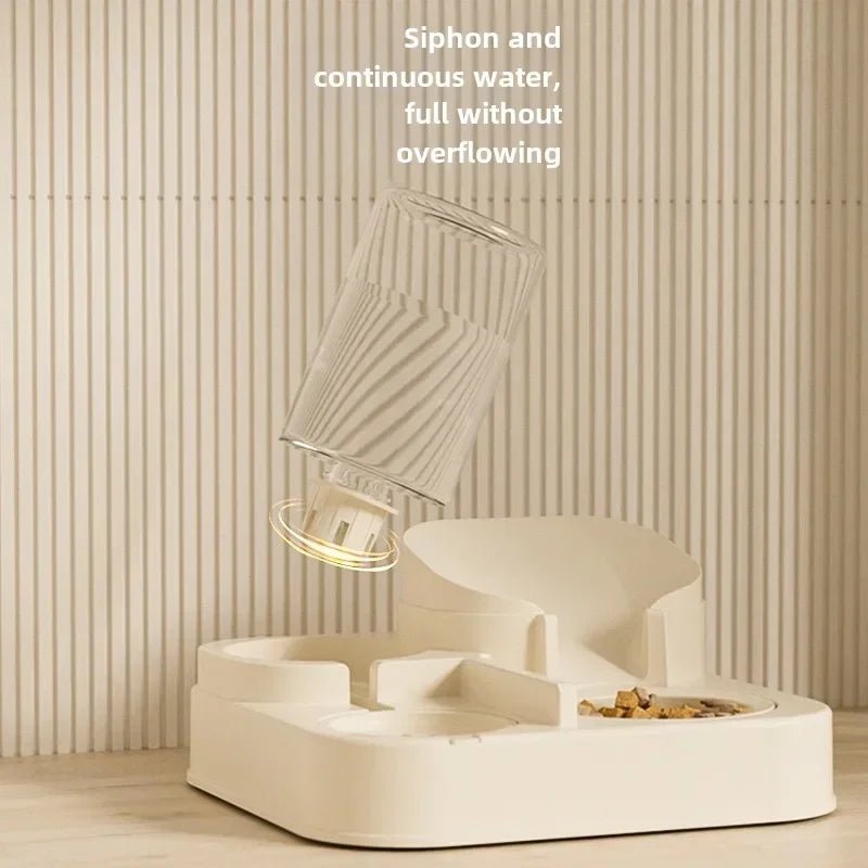 Automatic Cat Feeder & Water Fountain Set - Food Grade Plastic - for Cats & Dogs - Gravity Feed Design - Lily.sg Global Shopping