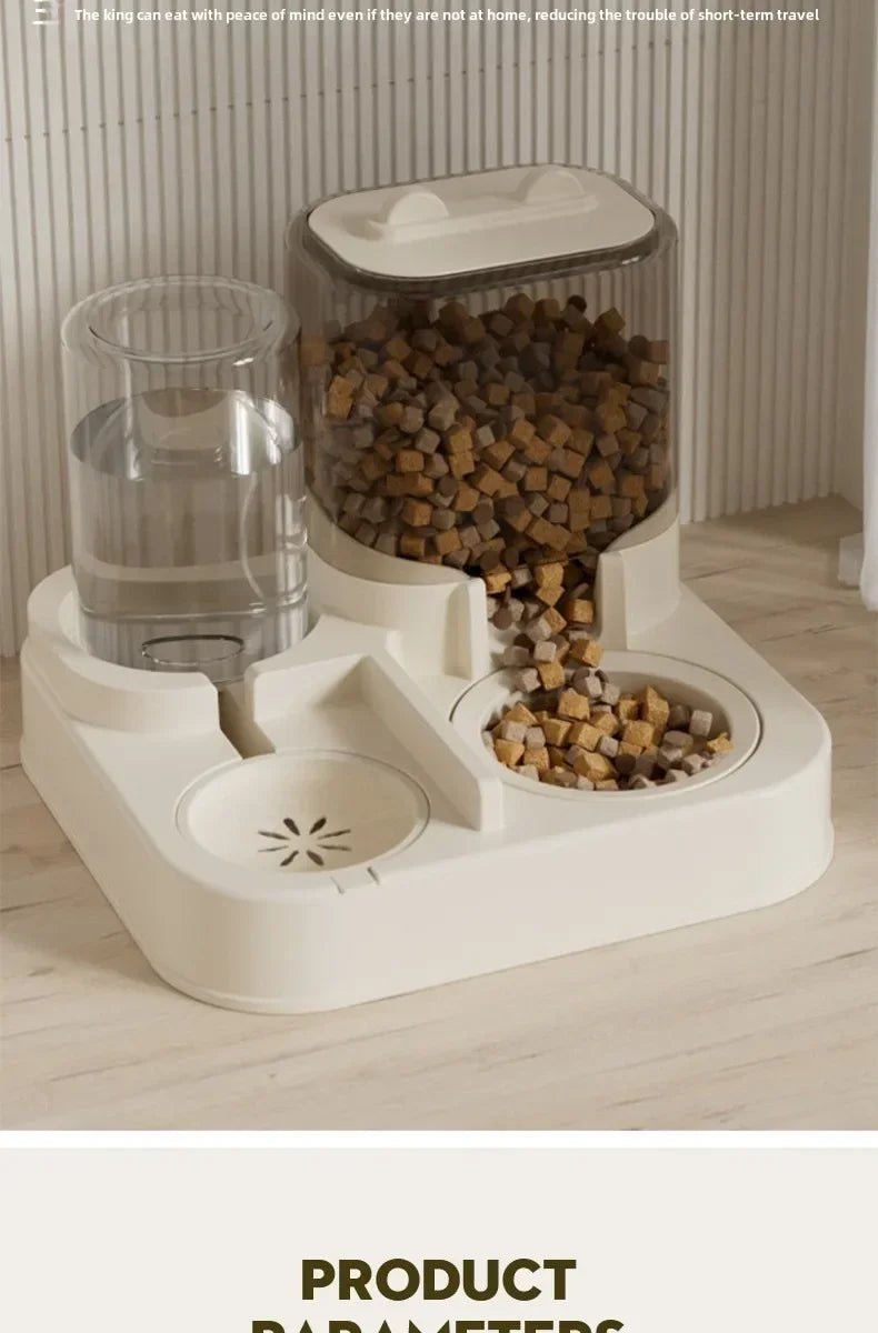Automatic Cat Feeder & Water Fountain Set - Food Grade Plastic - for Cats & Dogs - Gravity Feed Design - Lily.sg Global Shopping