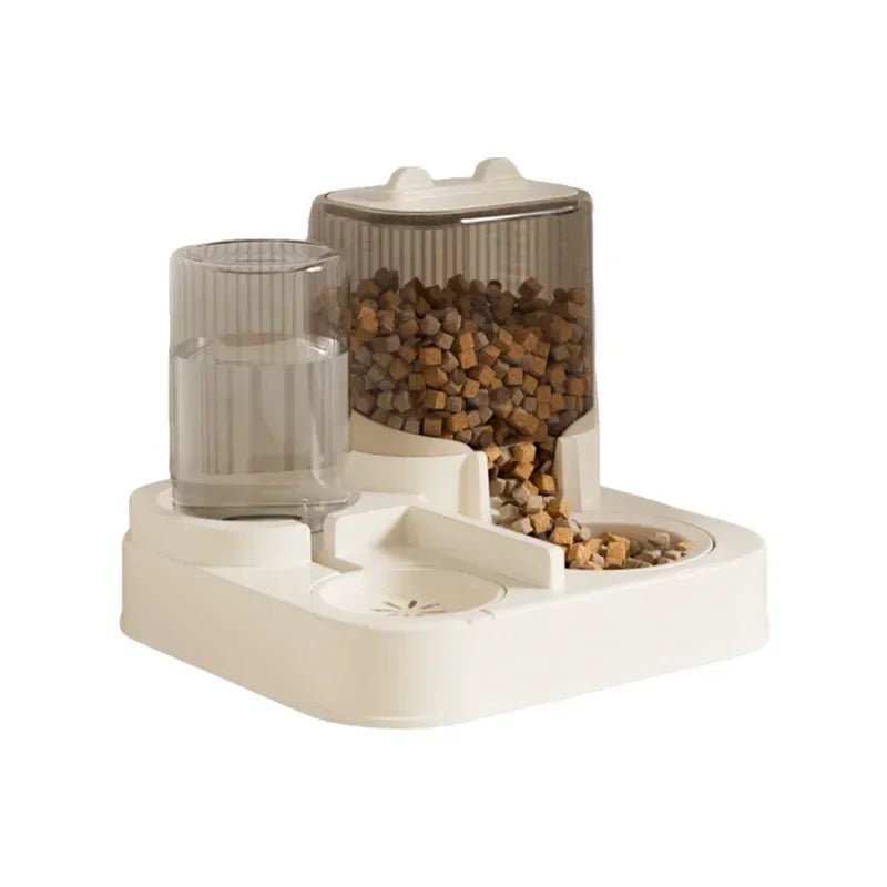 Automatic Cat Feeder & Water Fountain Set - Food Grade Plastic - for Cats & Dogs - Gravity Feed Design - Lily.sg Global Shopping