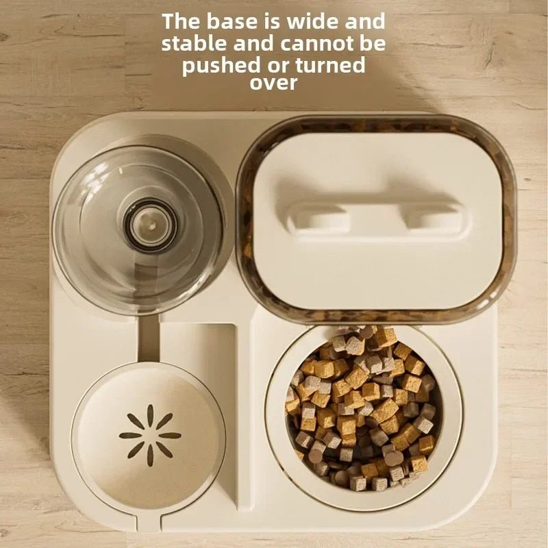 Automatic Cat Feeder & Water Fountain Set - Food Grade Plastic - for Cats & Dogs - Gravity Feed Design - Lily.sg Global Shopping