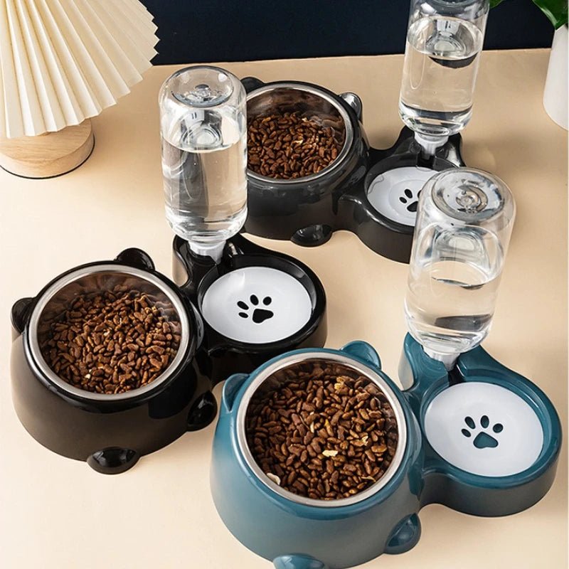 Automatic Pet Feeder and Water Dispenser, Integrated Feeding System for Cats and Dogs,No Battery or Power Needed, slanted mouth - Lily.sg Global Shopping