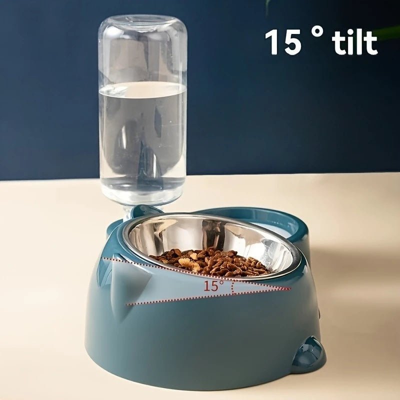 Automatic Pet Feeder and Water Dispenser, Integrated Feeding System for Cats and Dogs,No Battery or Power Needed, slanted mouth - Lily.sg Global Shopping