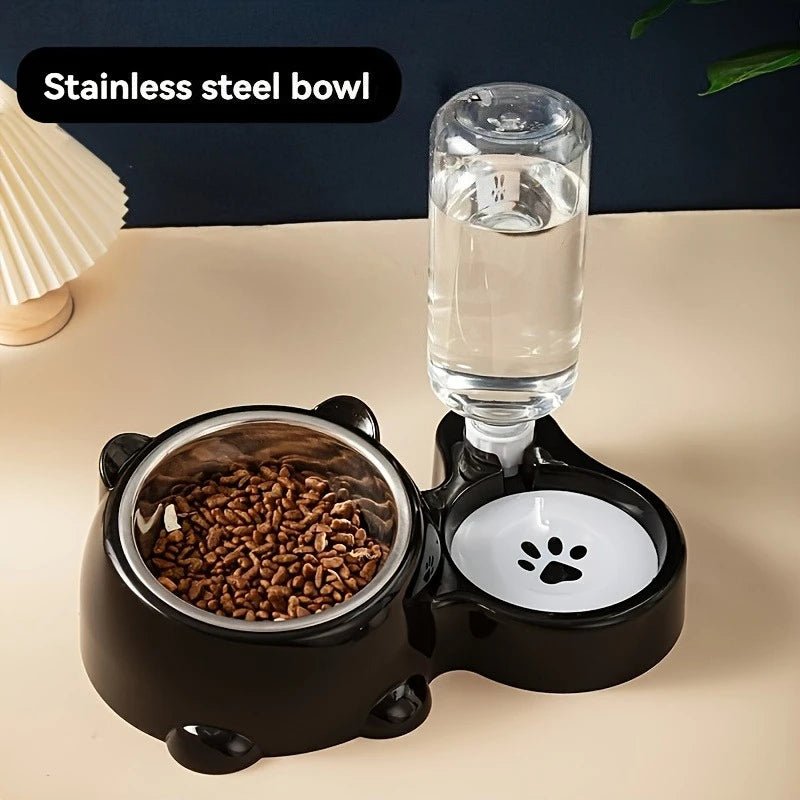 Automatic Pet Feeder and Water Dispenser, Integrated Feeding System for Cats and Dogs,No Battery or Power Needed, slanted mouth - Lily.sg Global Shopping
