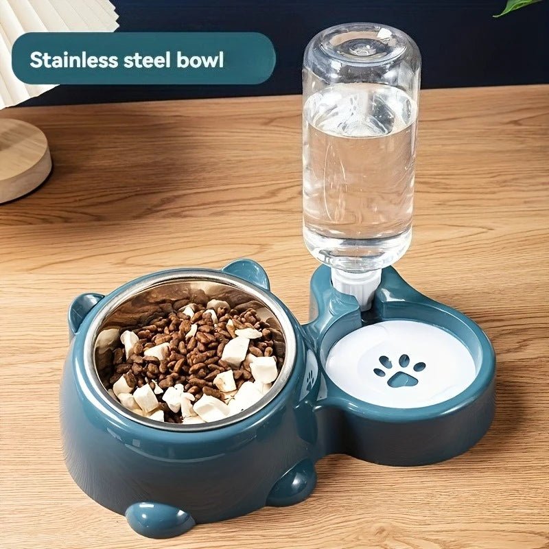 Automatic Pet Feeder and Water Dispenser, Integrated Feeding System for Cats and Dogs,No Battery or Power Needed, slanted mouth - Lily.sg Global Shopping