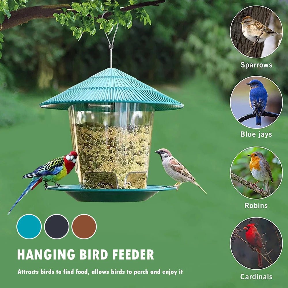 Bird Feeder Automatic Foot Feeding Tool Outdoor Bird Feeder Hanging Nut Feeding Multiple Hole Dispenser Holder Food Container - Lily.sg Global Shopping