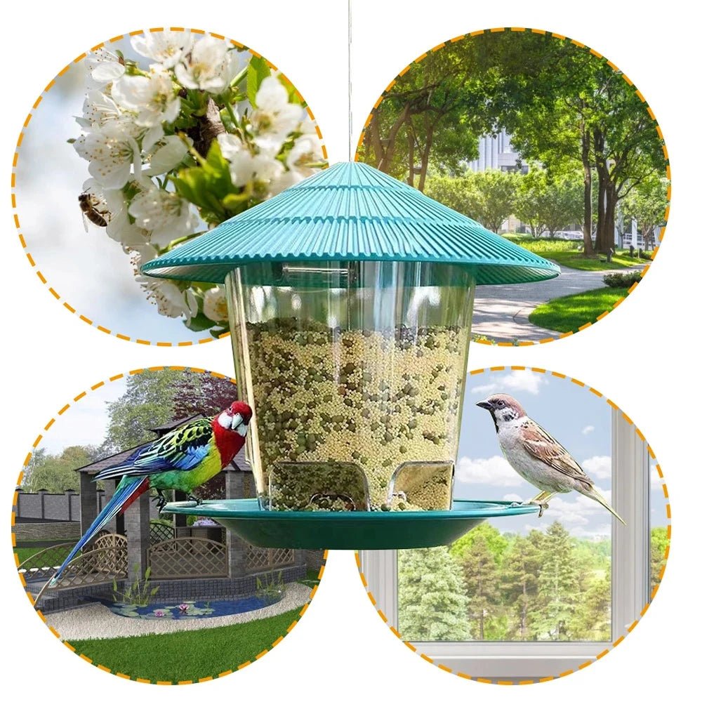 Bird Feeder Automatic Foot Feeding Tool Outdoor Bird Feeder Hanging Nut Feeding Multiple Hole Dispenser Holder Food Container - Lily.sg Global Shopping