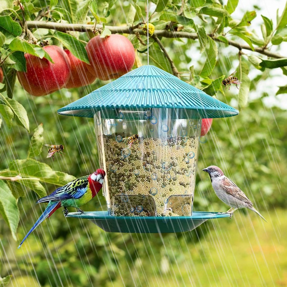 Bird Feeder Automatic Foot Feeding Tool Outdoor Bird Feeder Hanging Nut Feeding Multiple Hole Dispenser Holder Food Container - Lily.sg Global Shopping