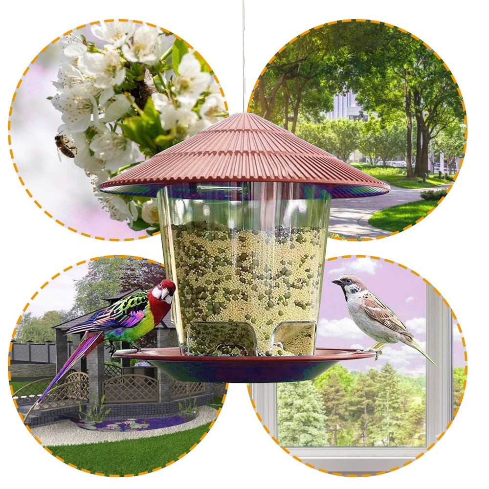 Bird Feeder Automatic Foot Feeding Tool Outdoor Bird Feeder Hanging Nut Feeding Multiple Hole Dispenser Holder Food Container - Lily.sg Global Shopping