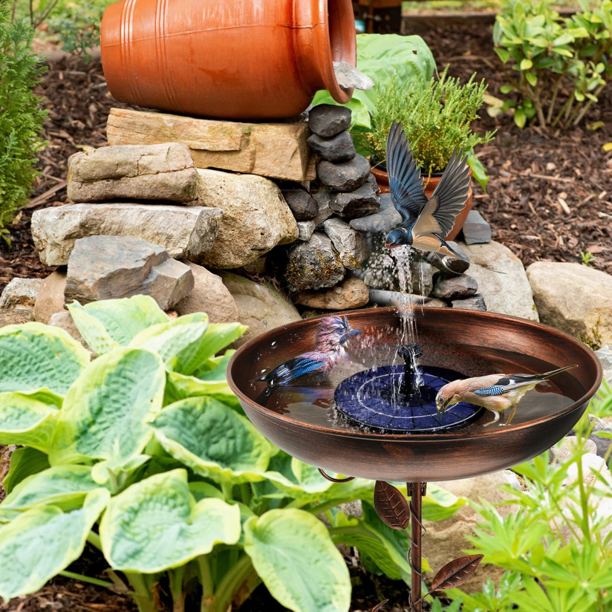 Bird feeder Parrot bird birdtub Iron Standing Bowl feeding watering supplies Outdoor Garden Patio Lawn decor bird accessories - Lily.sg Global Shopping