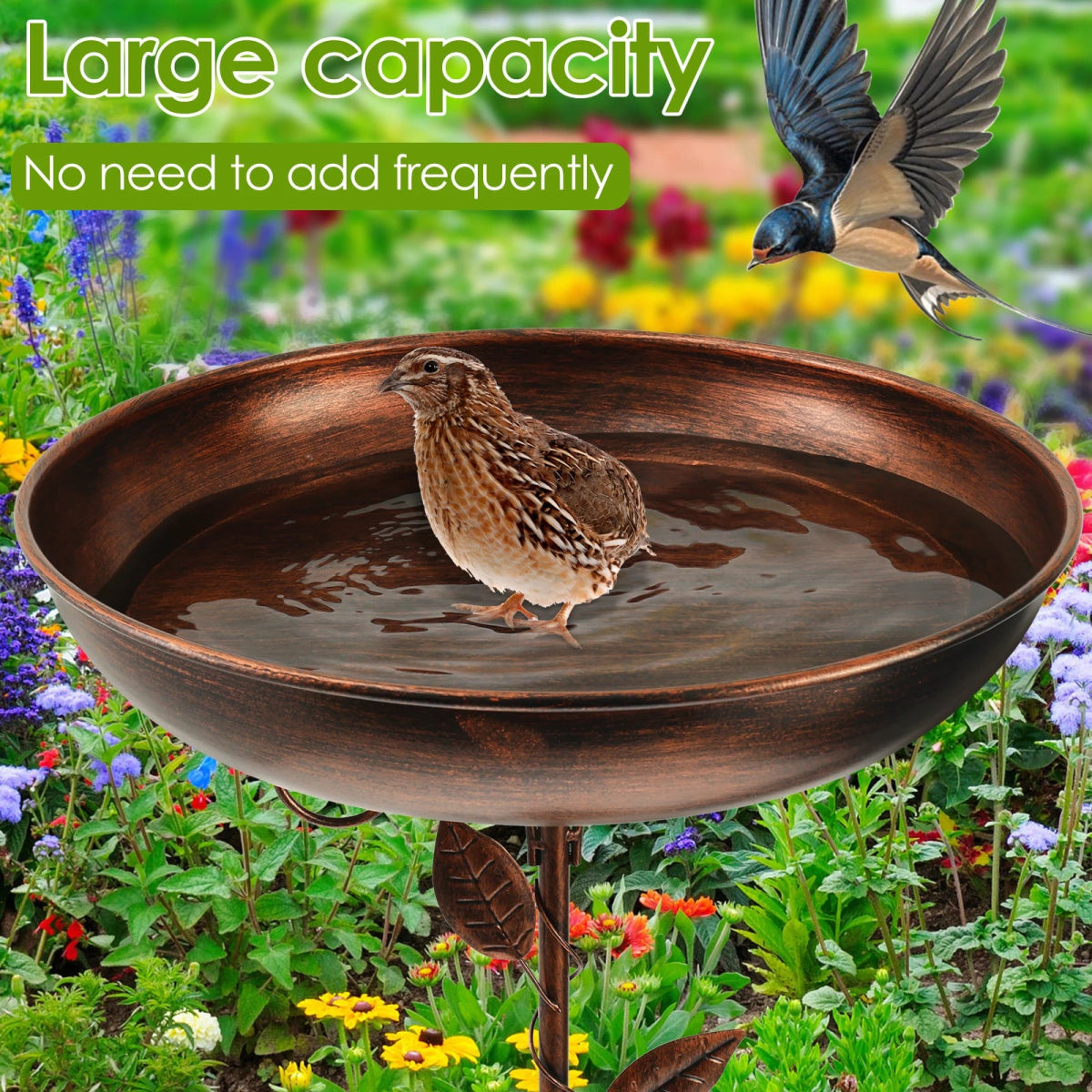 Bird feeder Parrot bird birdtub Iron Standing Bowl feeding watering supplies Outdoor Garden Patio Lawn decor bird accessories - Lily.sg Global Shopping