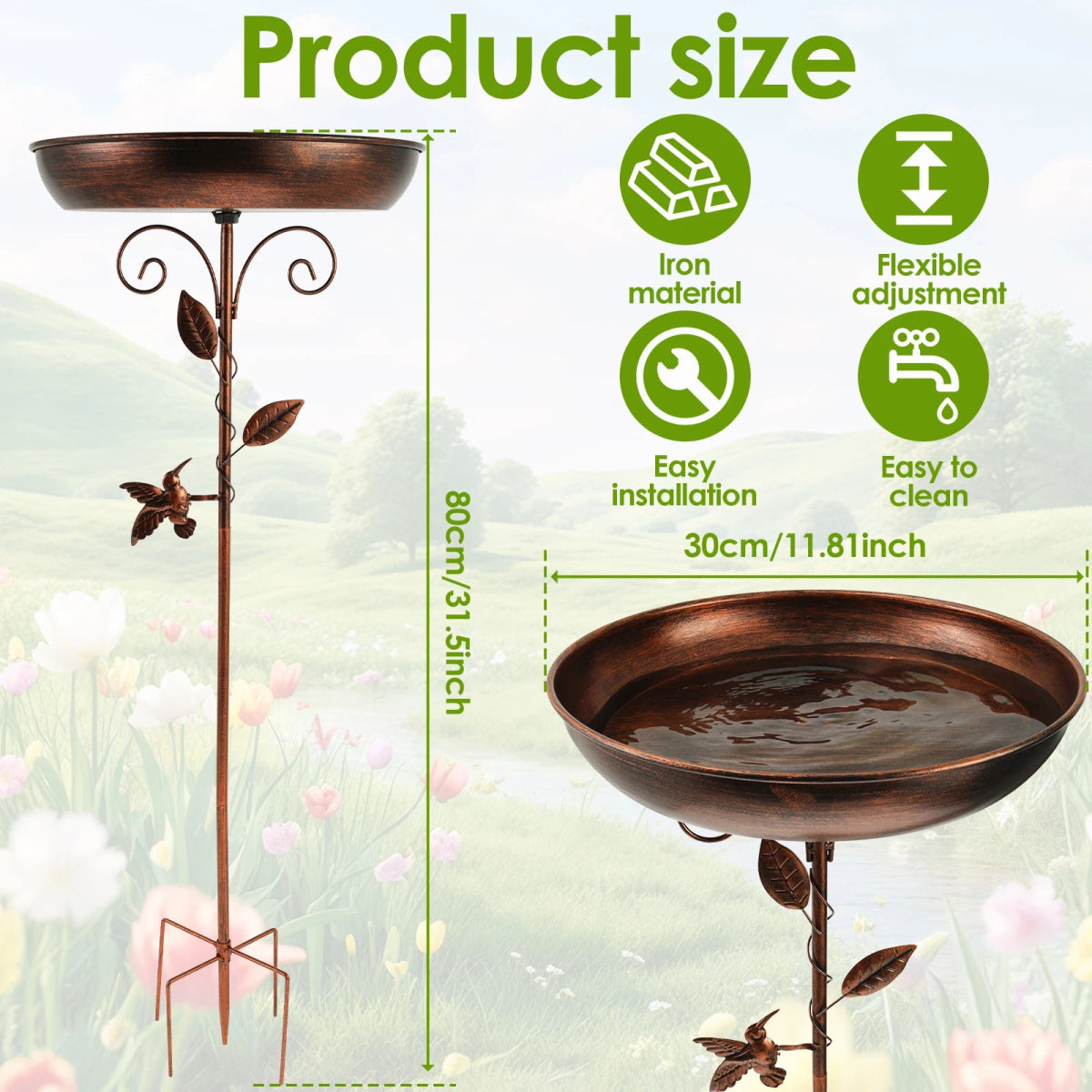 Bird feeder Parrot bird birdtub Iron Standing Bowl feeding watering supplies Outdoor Garden Patio Lawn decor bird accessories - Lily.sg Global Shopping