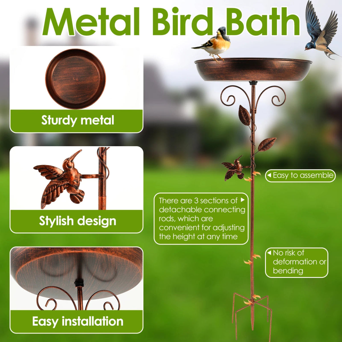 Bird feeder Parrot bird birdtub Iron Standing Bowl feeding watering supplies Outdoor Garden Patio Lawn decor bird accessories - Lily.sg Global Shopping