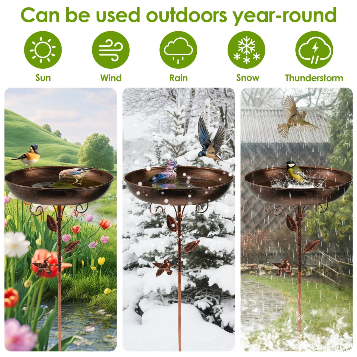 Bird feeder Parrot bird birdtub Iron Standing Bowl feeding watering supplies Outdoor Garden Patio Lawn decor bird accessories - Lily.sg Global Shopping