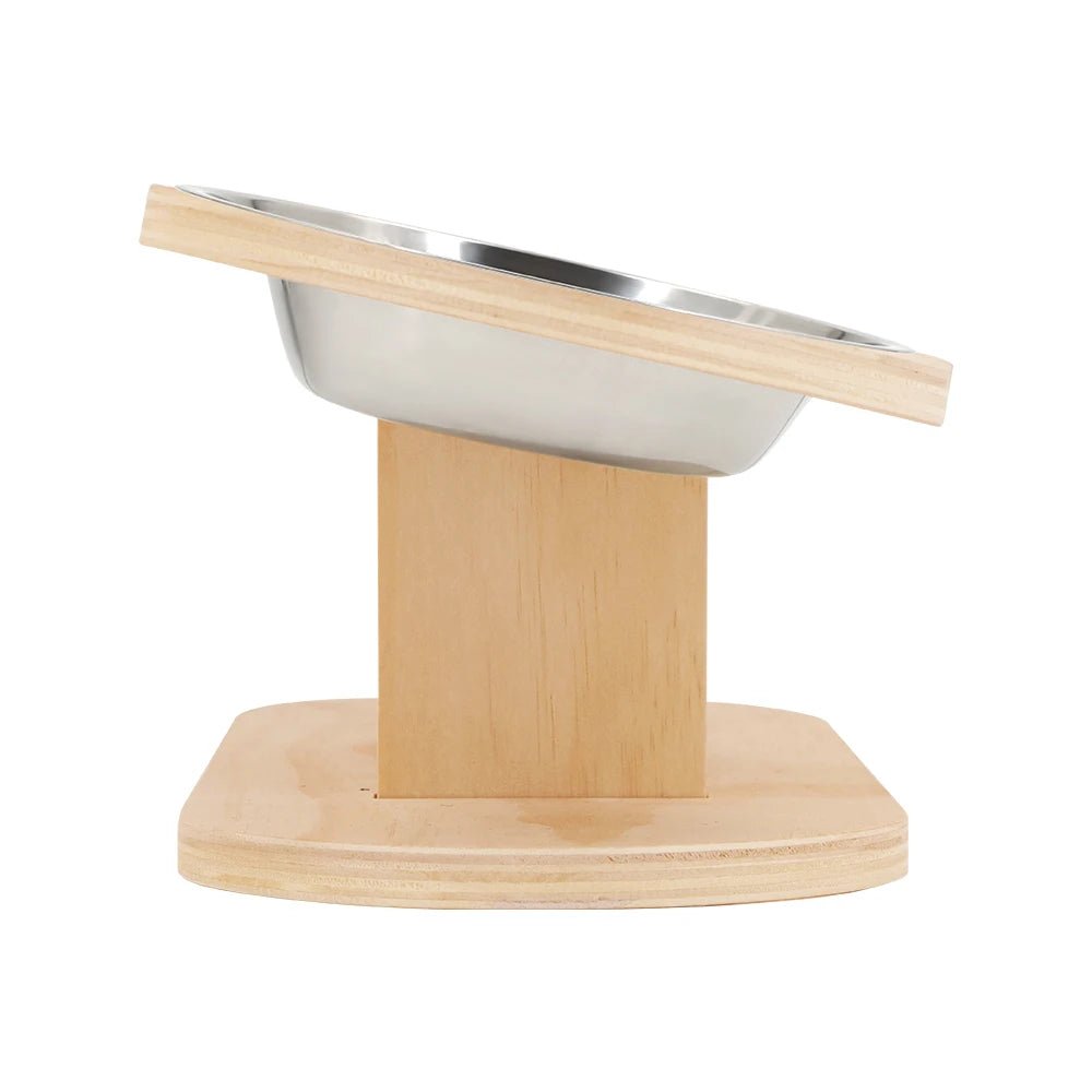 Cat 3 Bowls in 1 Feeder Feeding & Watering Supplies Food Bowl 15 - Degree Tilt Raised Puppy 3 Stainless Steel Bowls Wood Brackets - Lily.sg Global Shopping