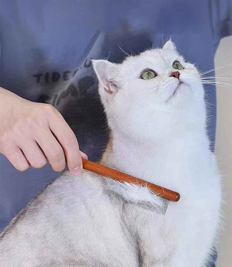 Cat Comb Stainless Steel Pet Hair Remover Wooden Handle Cat Hair Comb Pet Grooming Massage Dog Brush Cleaning Tool Pets Supplies - Lily.sg Global Shopping