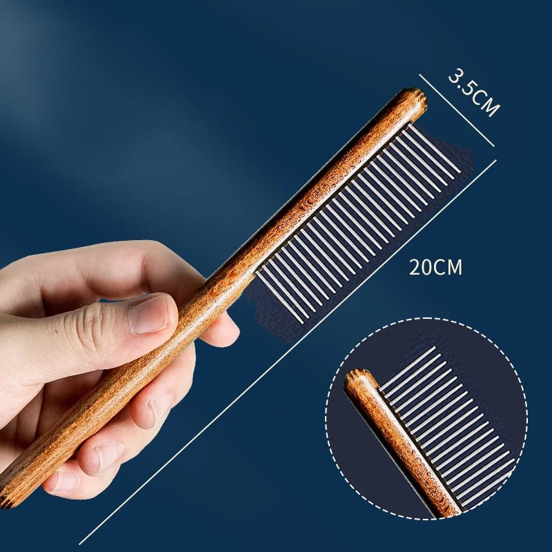 Cat Comb Stainless Steel Pet Hair Remover Wooden Handle Cat Hair Comb Pet Grooming Massage Dog Brush Cleaning Tool Pets Supplies - Lily.sg Global Shopping