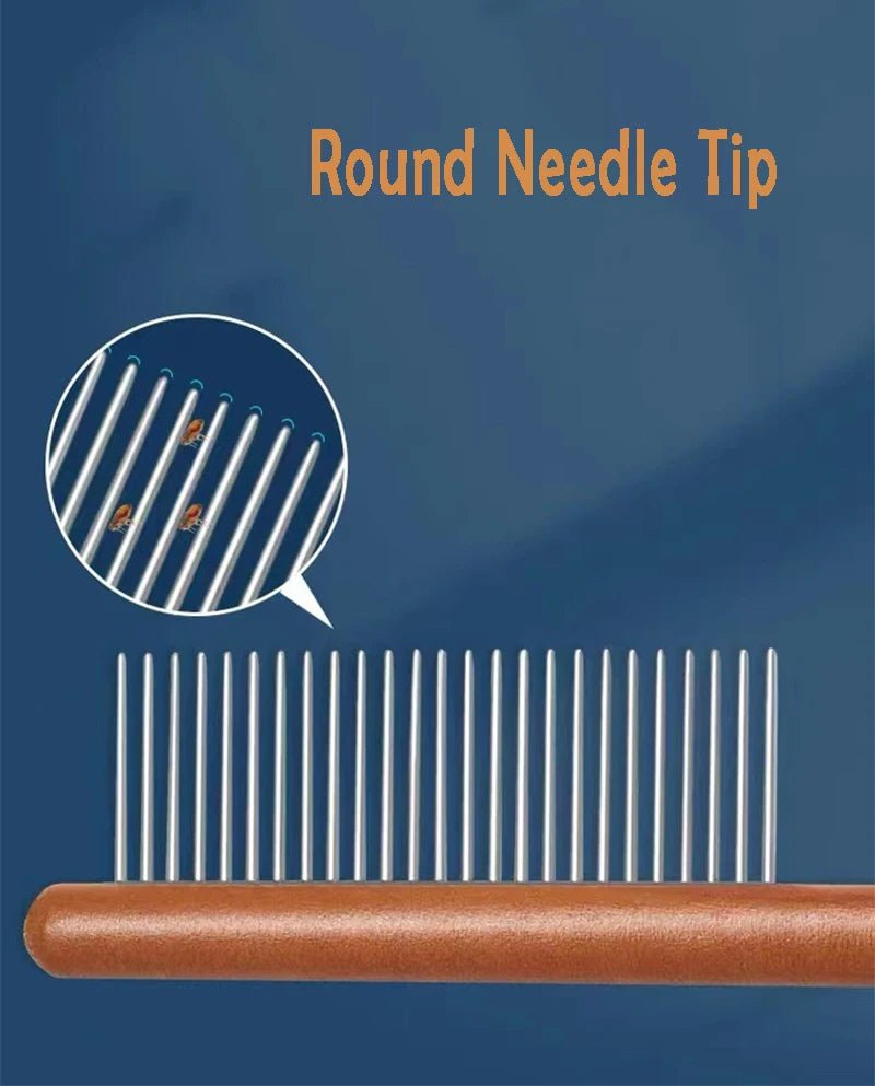 Cat Comb Stainless Steel Pet Hair Remover Wooden Handle Cat Hair Comb Pet Grooming Massage Dog Brush Cleaning Tool Pets Supplies - Lily.sg Global Shopping