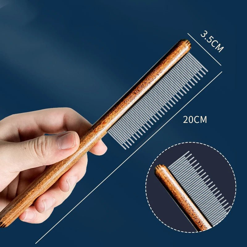 Cat Comb Stainless Steel Pet Hair Remover Wooden Handle Cat Hair Comb Pet Grooming Massage Dog Brush Cleaning Tool Pets Supplies - Lily.sg Global Shopping